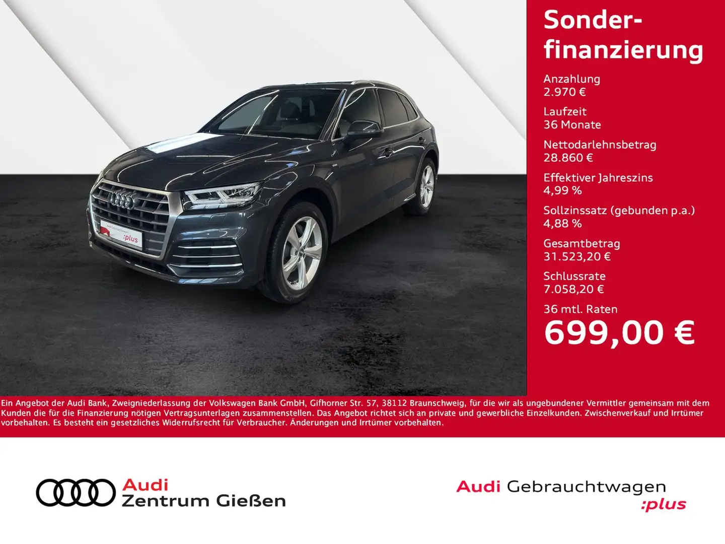 Audi Q5 2.0 TFSI quattro S line sport Pano LED Navi Grau - 1
