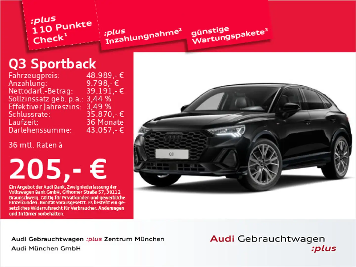 Audi Q3 40 TFSI qu. S tronic S line AHK/ACC Schwarz - 1