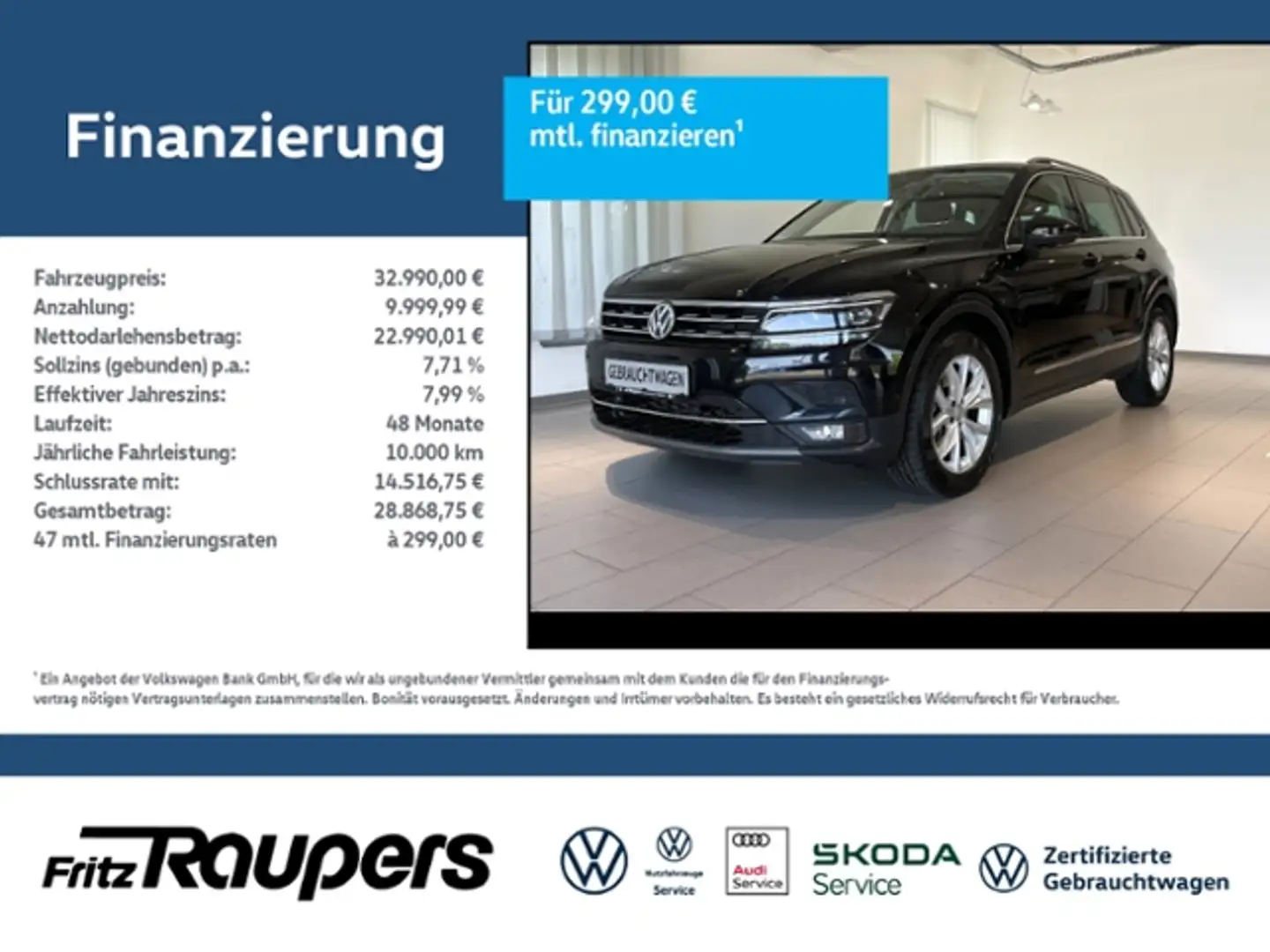 Volkswagen Tiguan 2.0 DSG Highline 4M +PANODACH+ALLWETTER Noir - 1