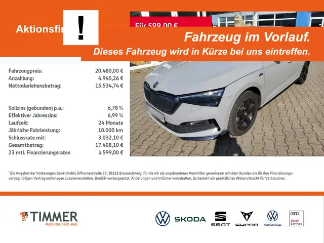 Skoda Scala 1.5 TSI DSG MONTE CARLO +AHK +PANO +LED +VIRTUAL