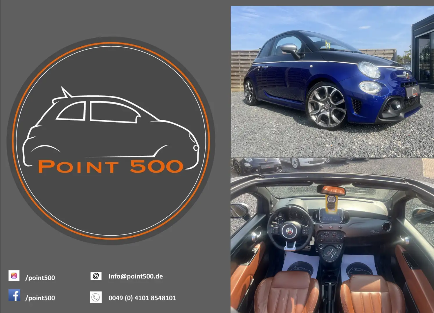 Abarth 595C AUTOMATIK TURISMO LEDER NAVI BEATS 59tkm Blau - 1