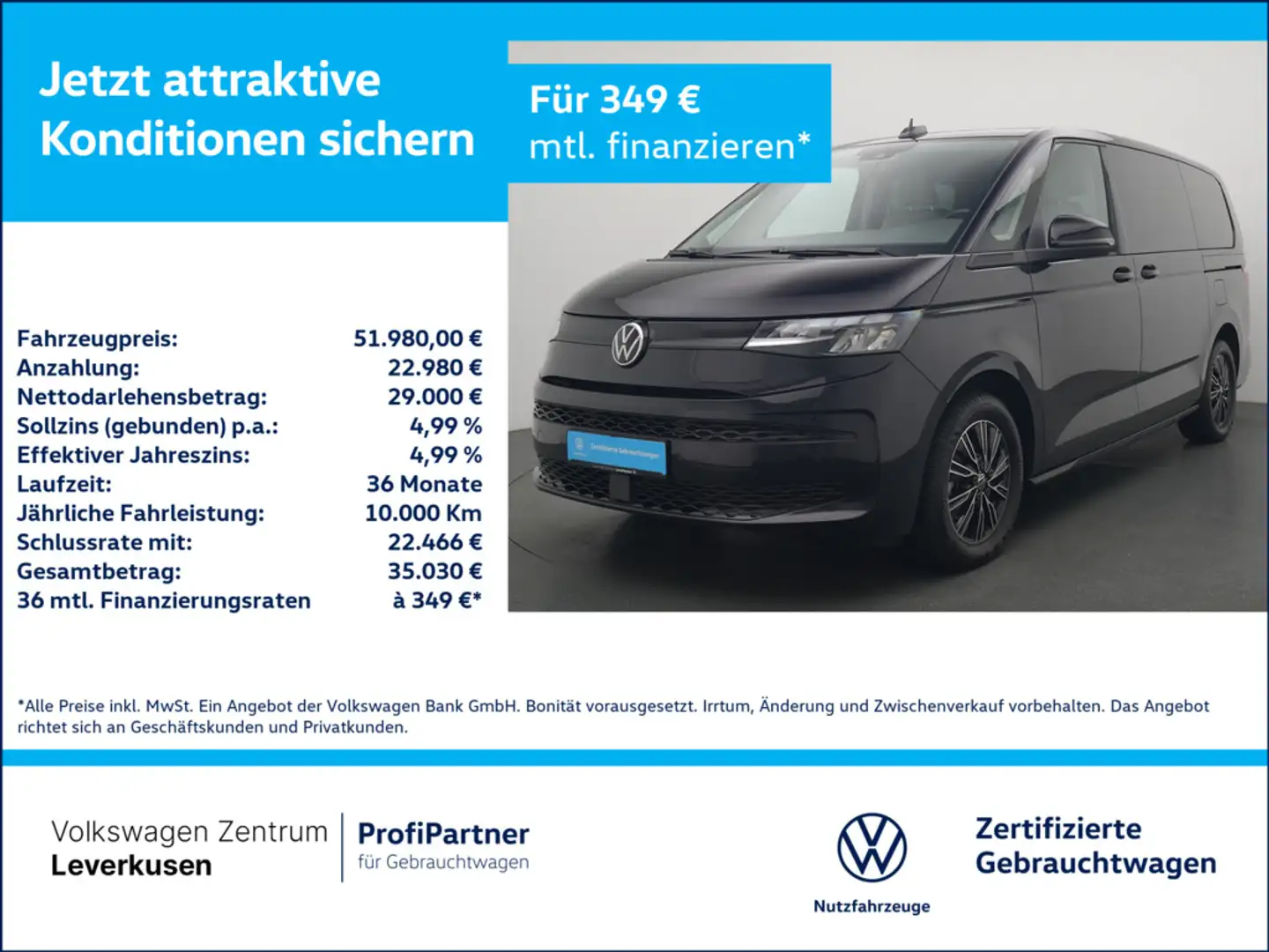 Volkswagen T7 Multivan Lang 7-SITZE NAVI VIRT KAM CARPLA Schwarz - 1