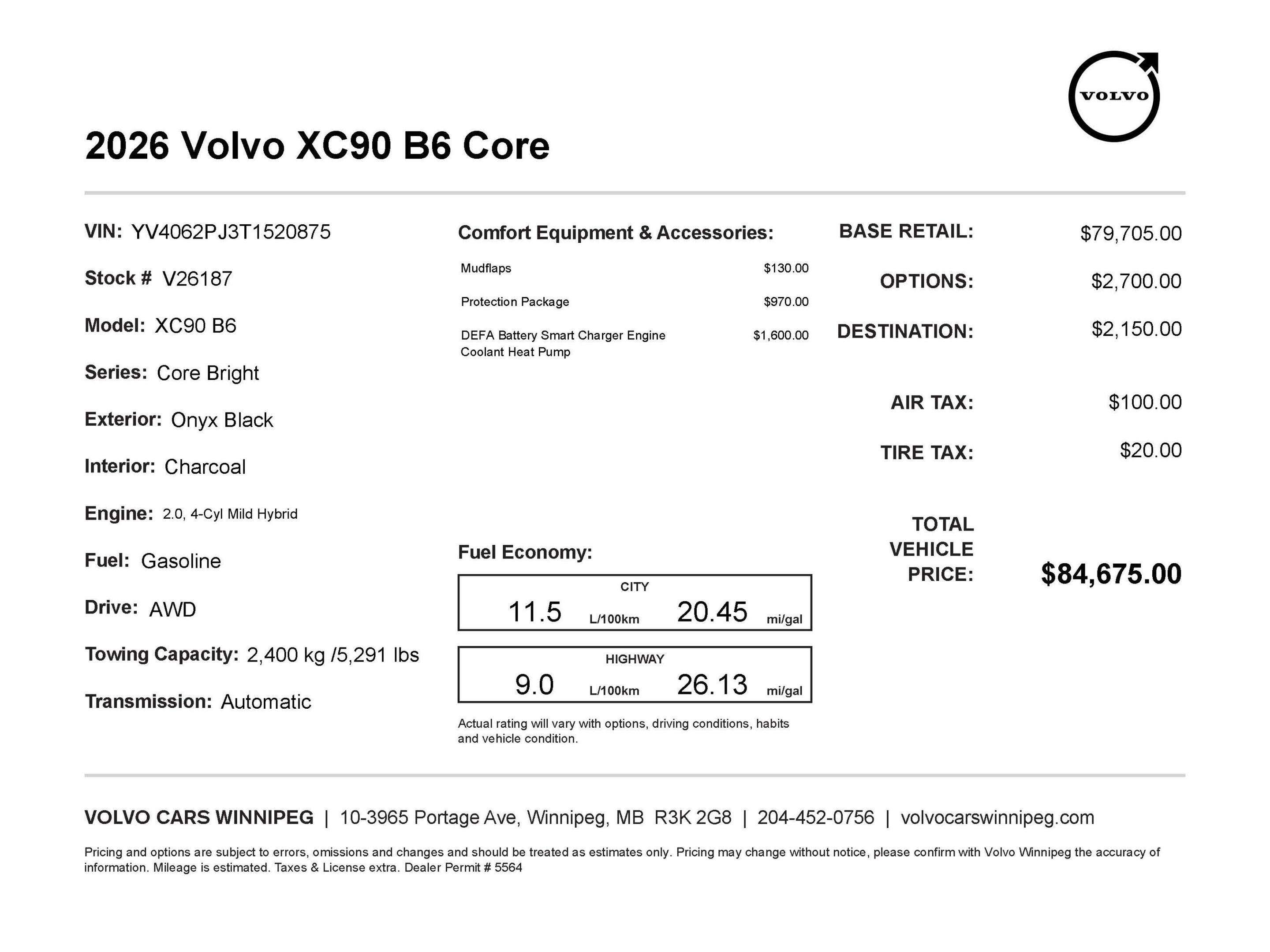 2026 Volvo XC90 Core Bright Theme RATES AS LOW AS 3.99%! alt 2
