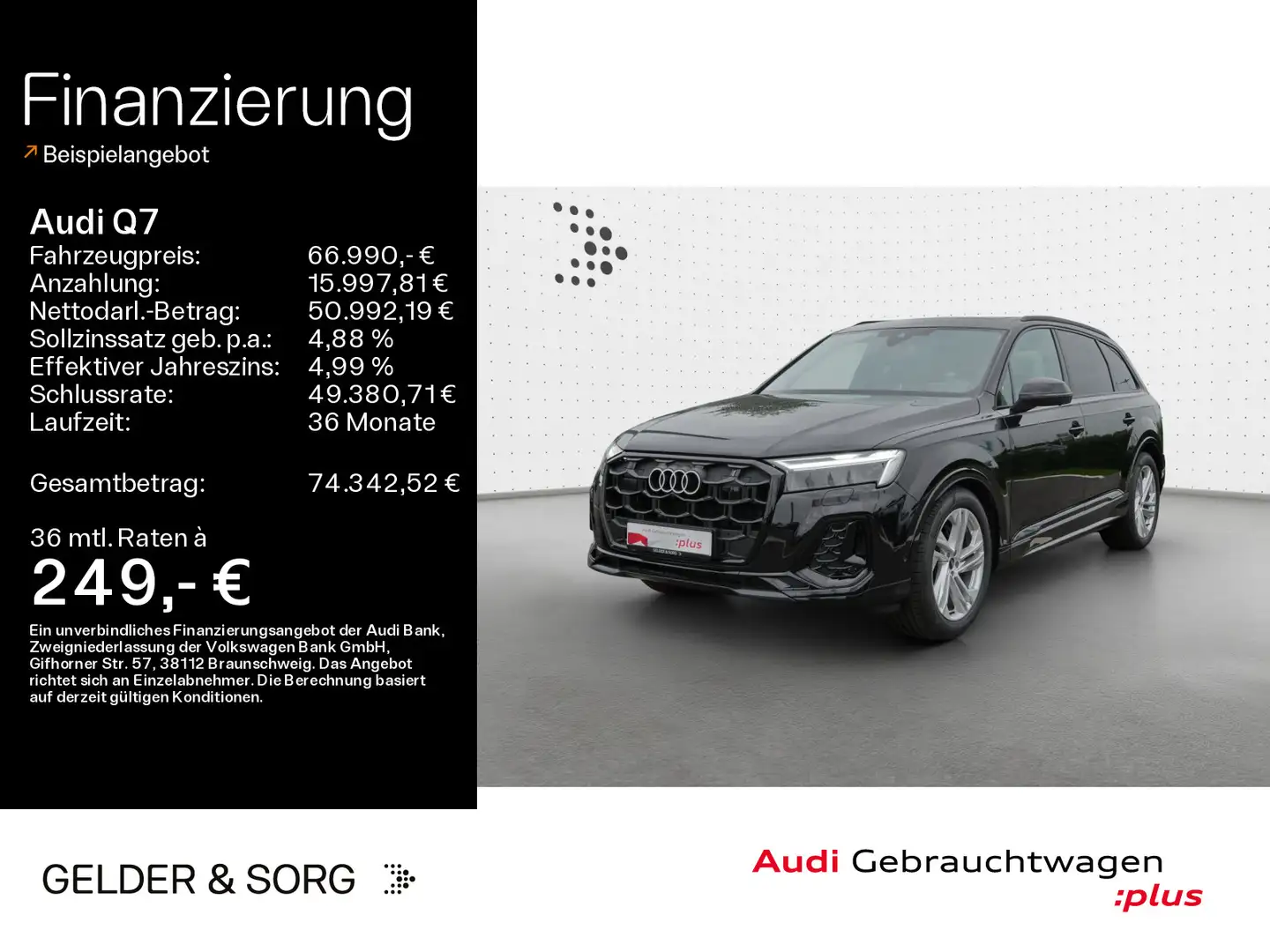Audi Q7 50 TDI quattro S line AHK*Matrix*360°*Air*HuD Zwart - 1