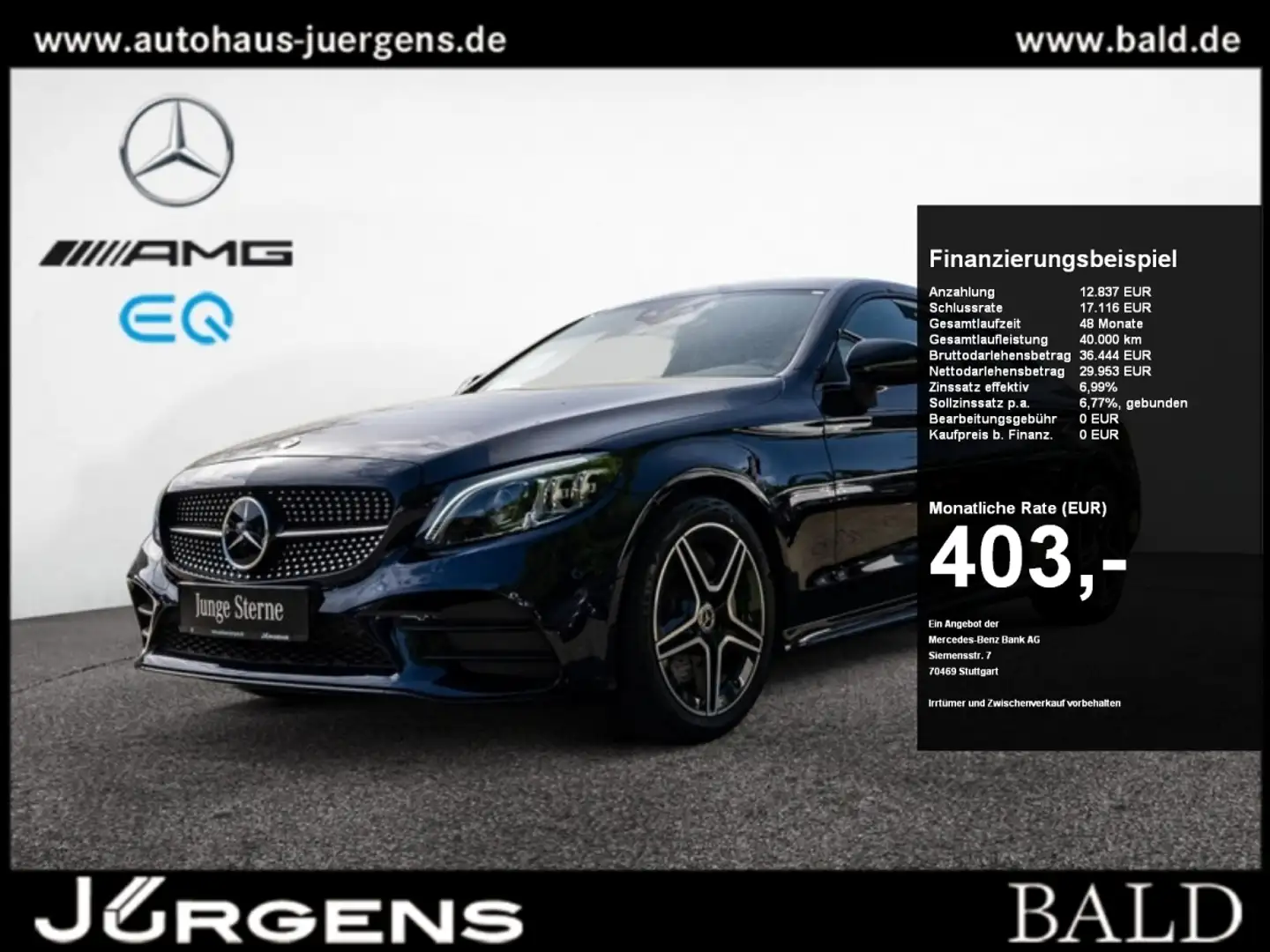 Mercedes-Benz C 300 Coupé AMG-Sport/ILS/Wide/Cam/Night/Distr Bleu - 1