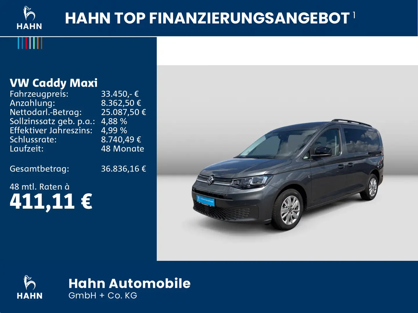 Volkswagen Caddy LIFE 2,0TDI 90KW DSG NAVI ACC AHK Grau - 2