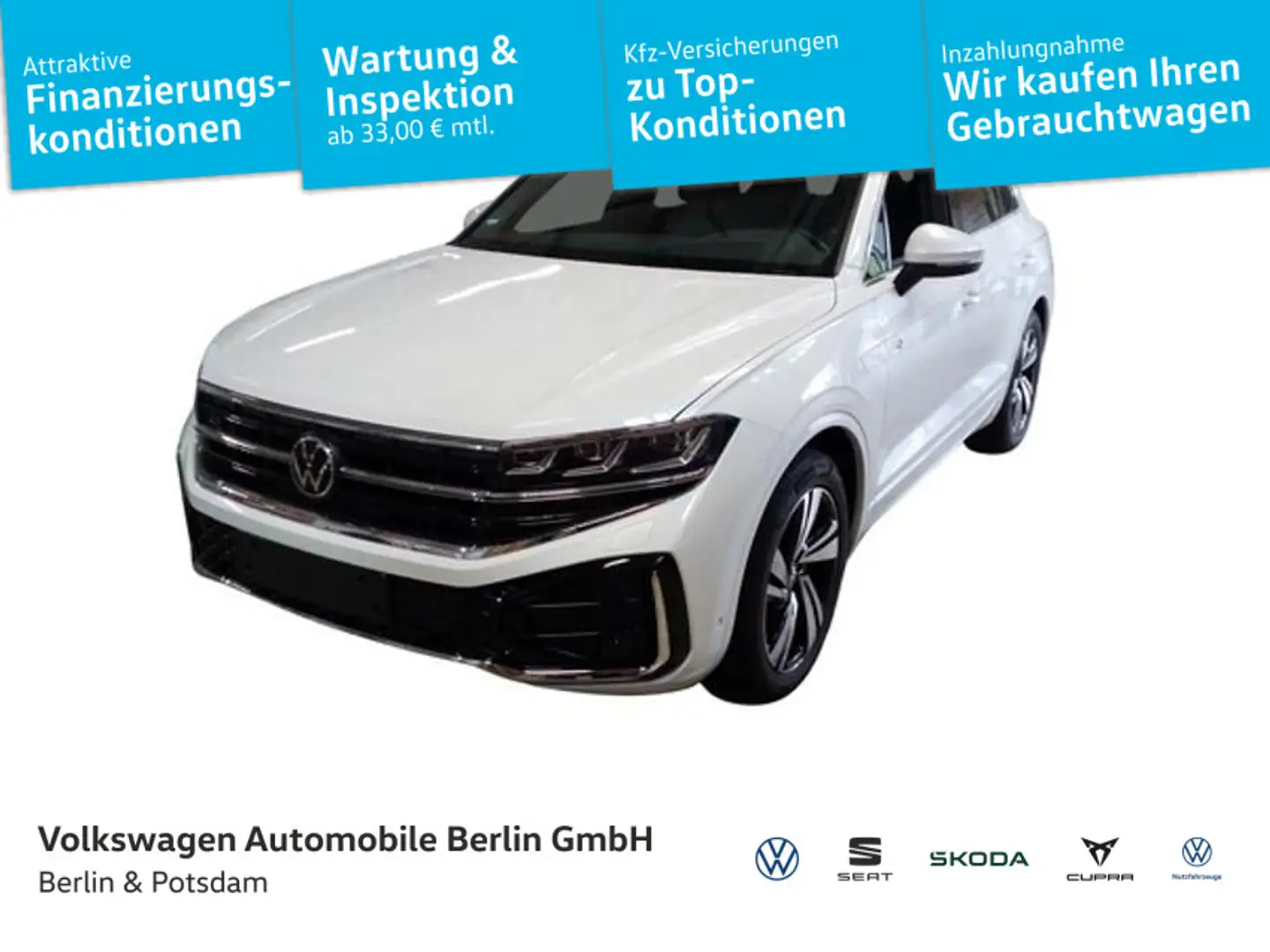 Volkswagen Touareg 3.0 V6 TDI AG8 R-Line 4M P-Dach 5J.Gara. Weiß - 1