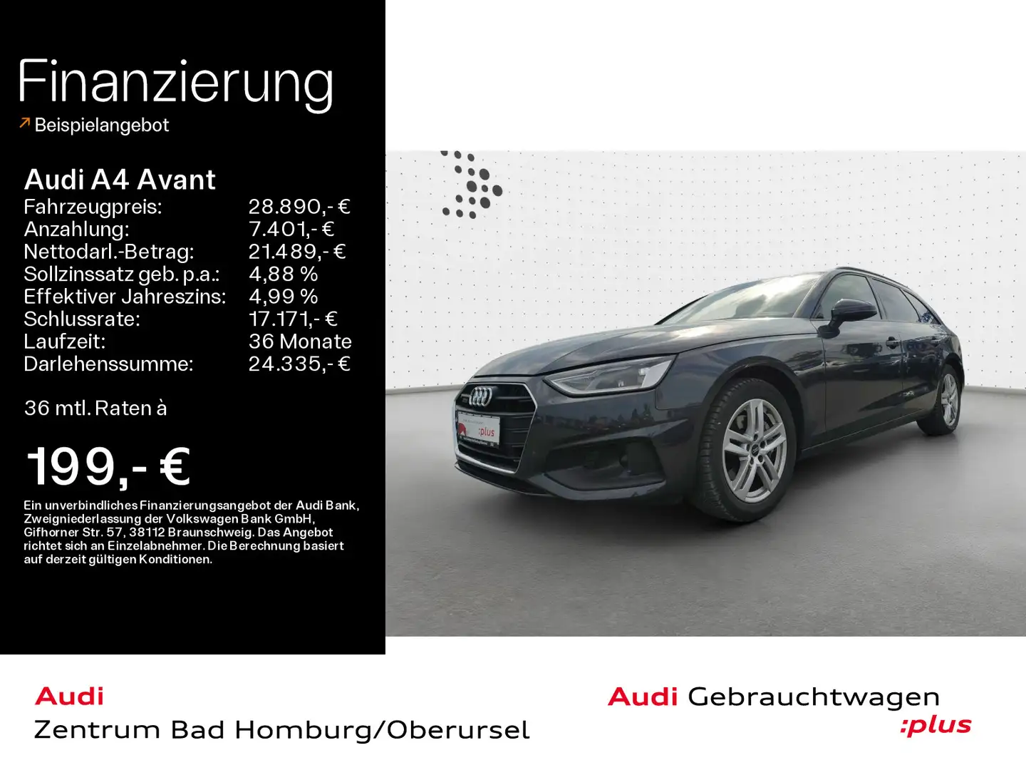 Audi A4 40 TDI quattro*Navi*Alu*AHK*HUD*PDC*Vir Grijs - 1