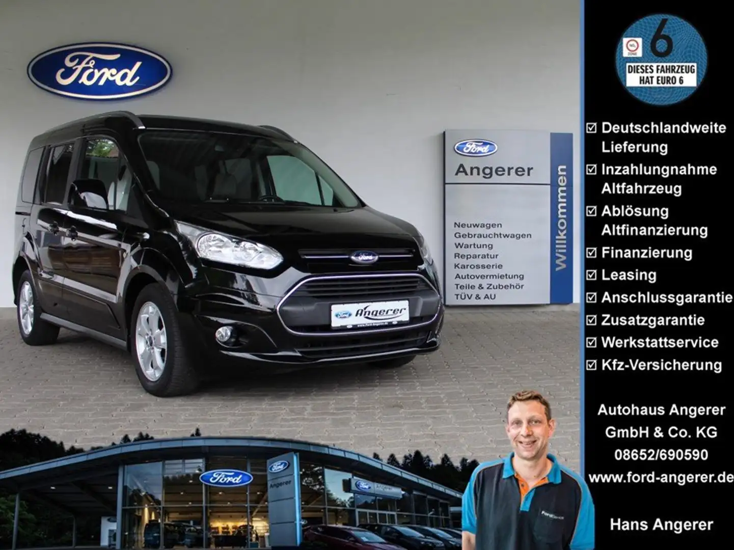 Ford Tourneo Connect Titanium *rollstuhlgerecht* Pano,PDC,FS beh,8-fach Schwarz - 1