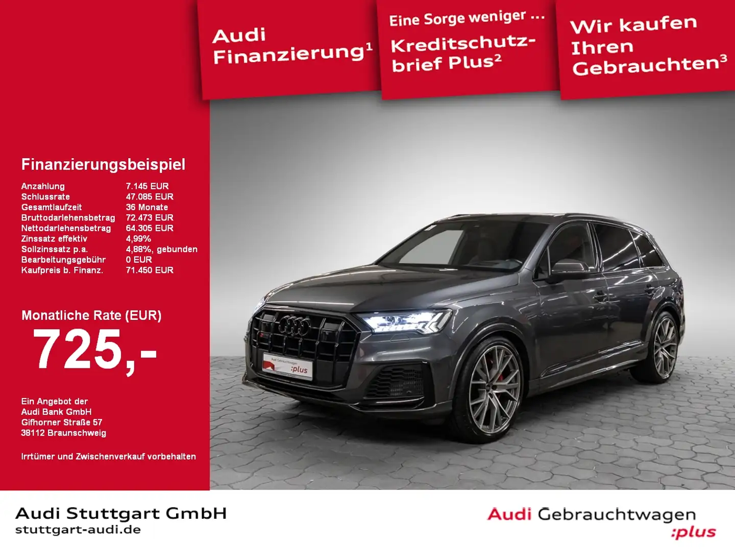 Audi SQ7 4.0 TFSI qu competition+ Laser Pano HUD B&O Šedá - 1