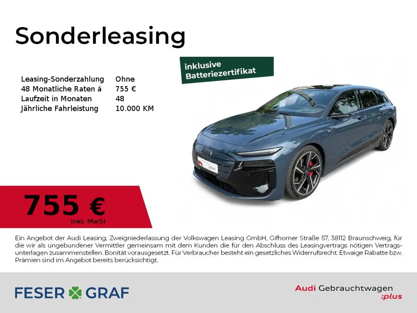 Audi A6 e-tron Avant S line 360°Cam/HUD/Sitzlü./Pa Blau - 1