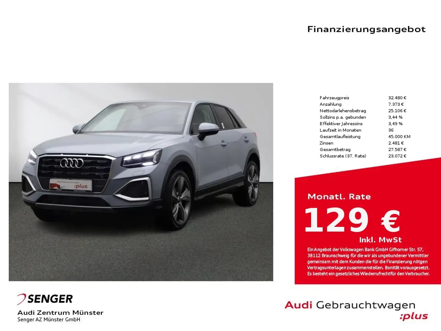 Audi Q2 35 TDI S tronic MMI Matrix Digitales Cockpit Grau - 1