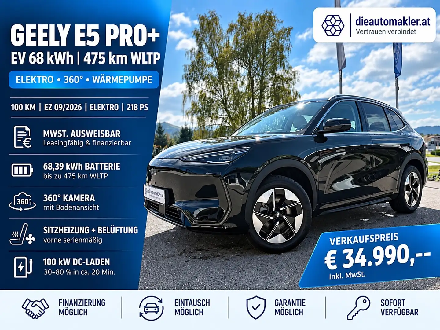 Geely E5 Pro+ EV 68 kWh |475km WLTP| Schwarz - 1