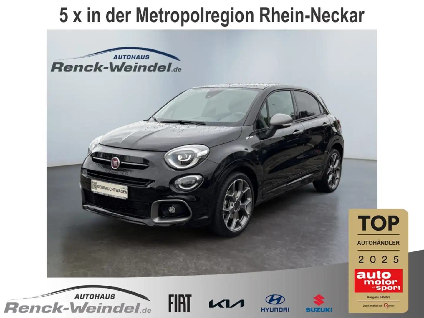 Fiat 500X Sport El. Panodach Navi LED ACC Apple CarPlay Andr Schwarz - 1