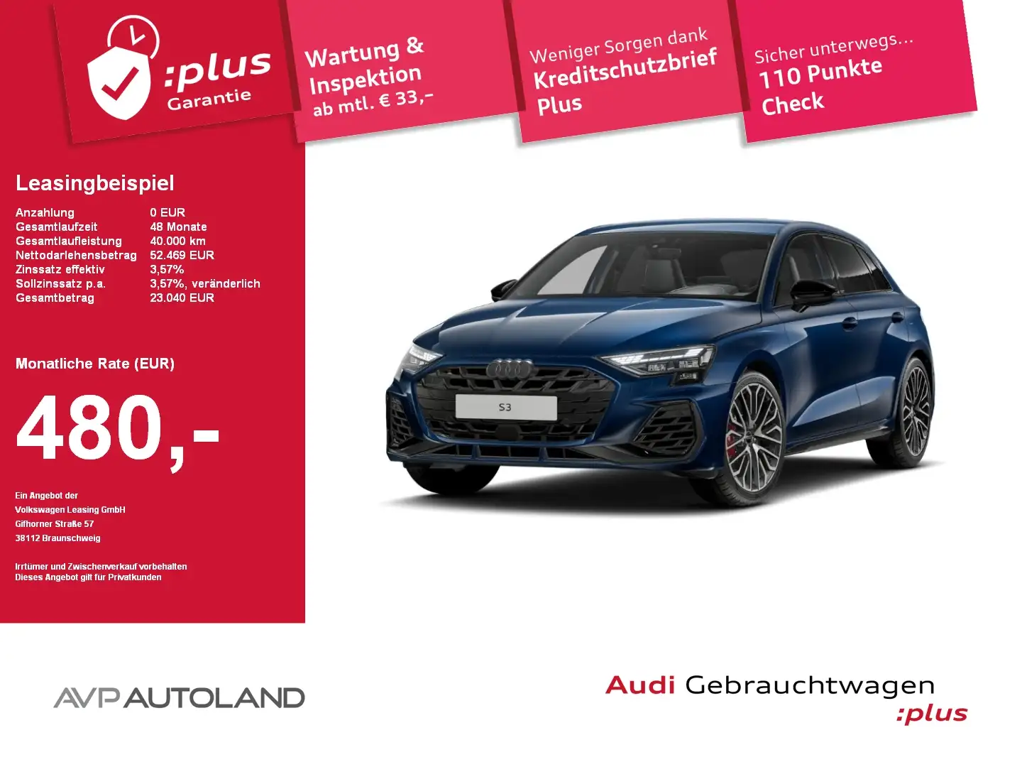 Audi S3 Sportback 2.0 TFSI quattro S tronic MMI NAVI+ Blau - 1