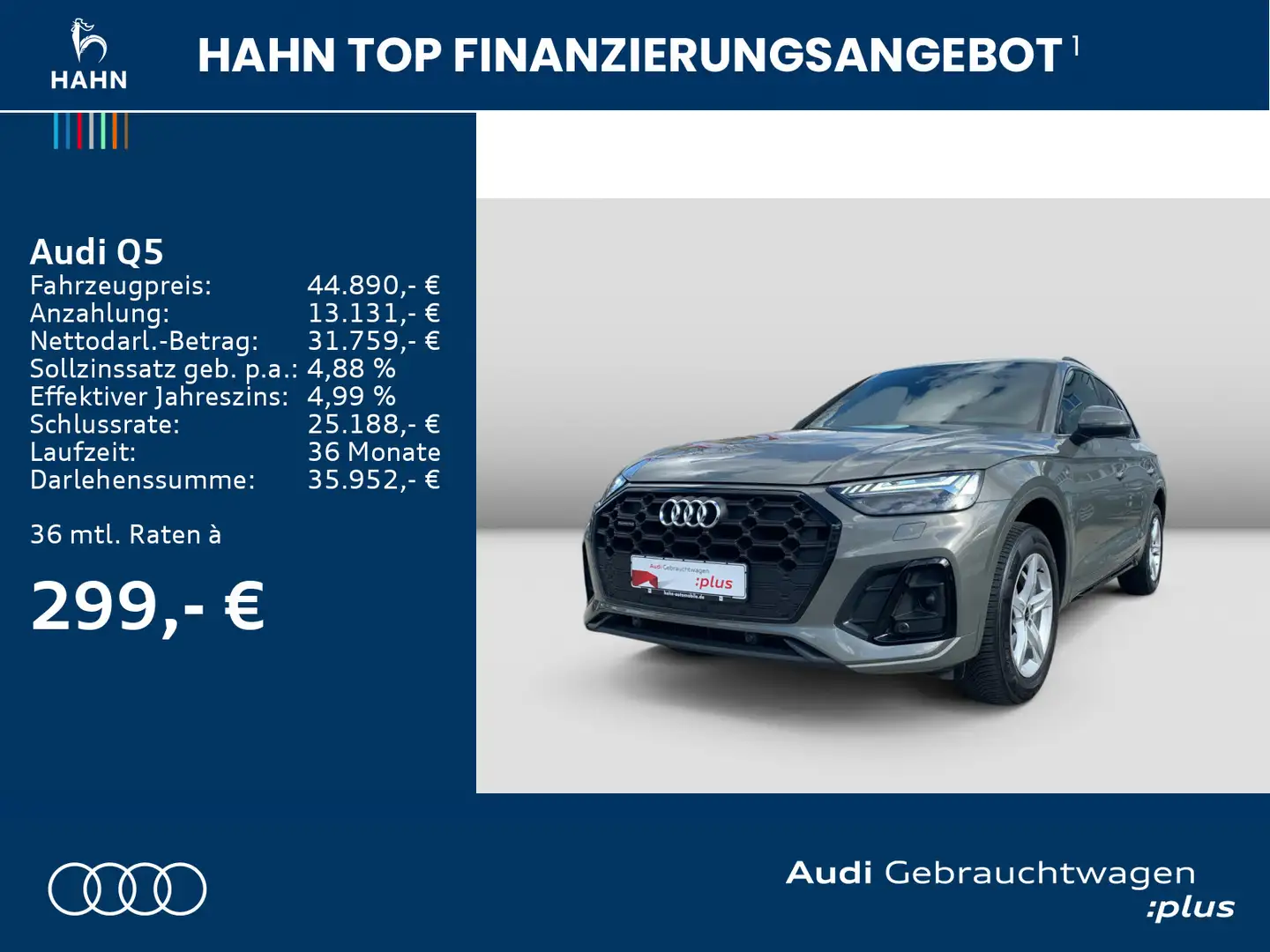 Audi Q5 40 TDI quattro S tronic S line AHK Matrix Cam Grau - 2