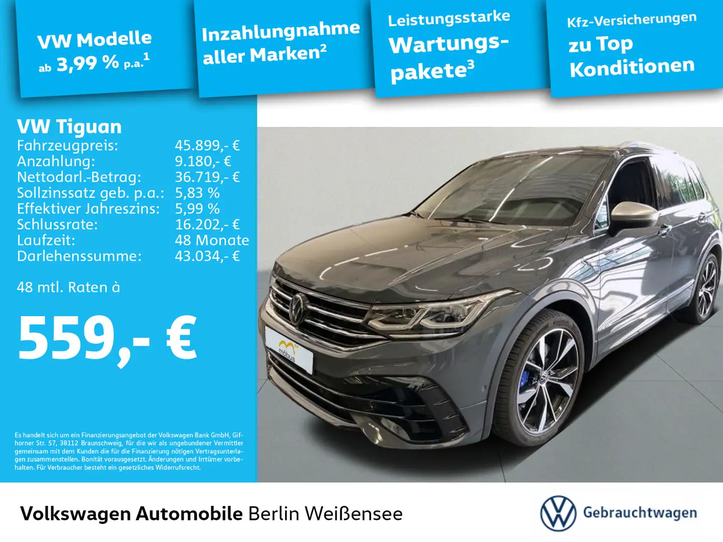 Volkswagen Tiguan 2.0 TSI DSG R *4MOTION*DCC*APP*DIGITAL-CO Grau - 1
