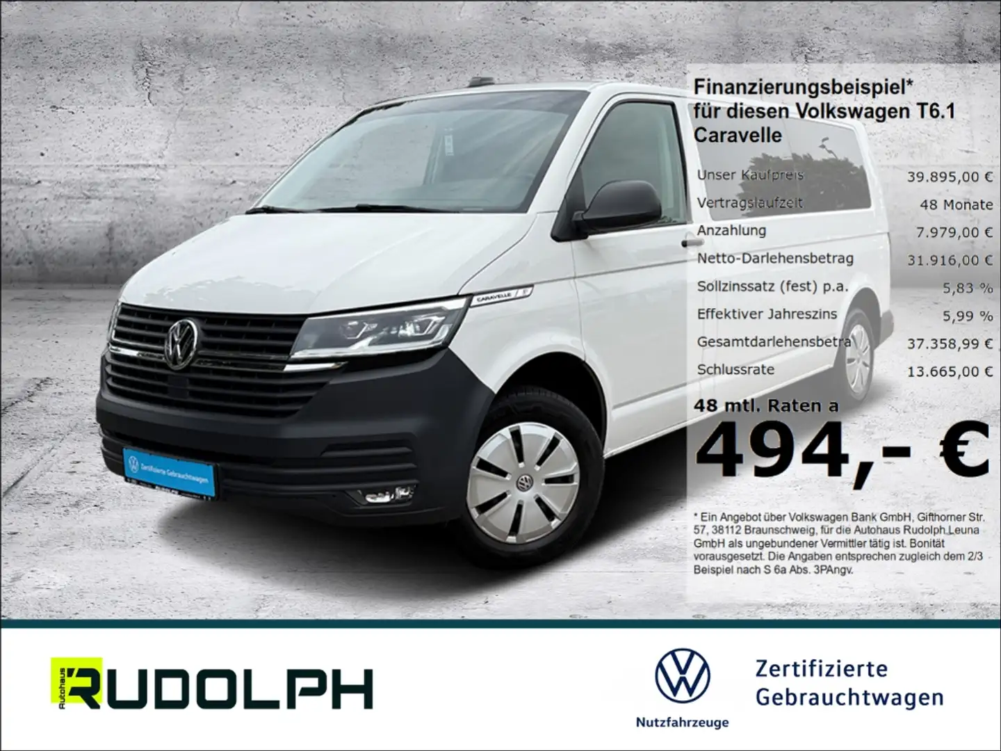 Volkswagen T6.1 Caravelle Trendline EcoProfi 2.0 TDI 6-Gang LED BT PDC Klima Weiß - 1