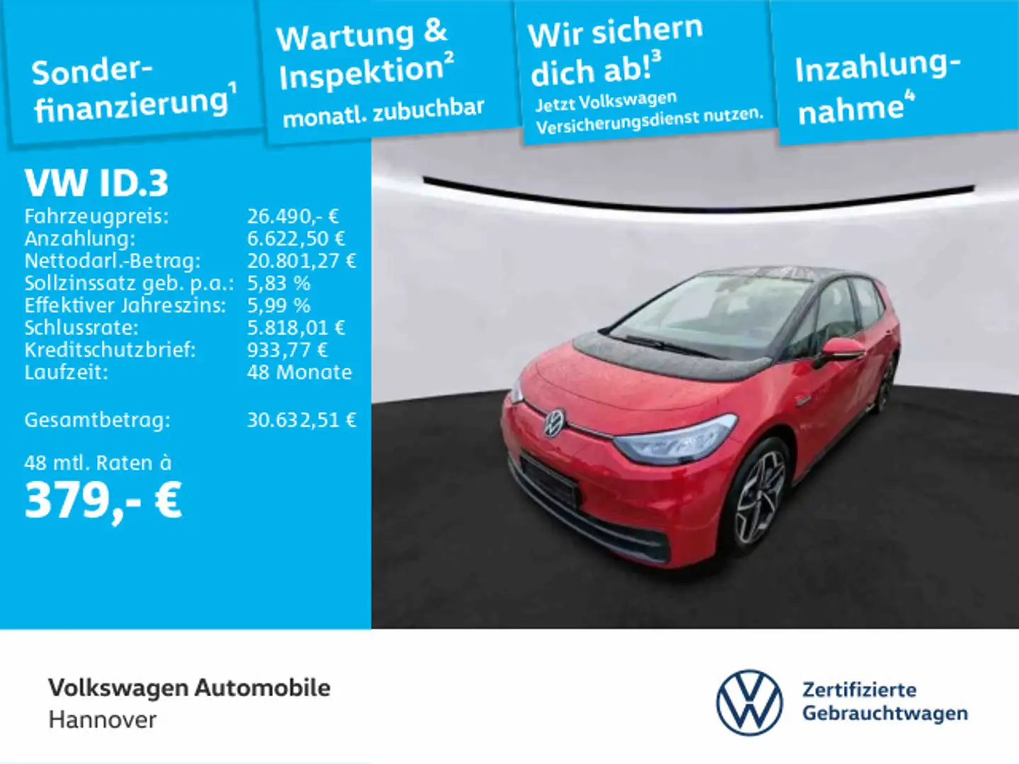 Volkswagen ID.3 Pro S Navi WP ACC LED SHZ PDC Rot - 1