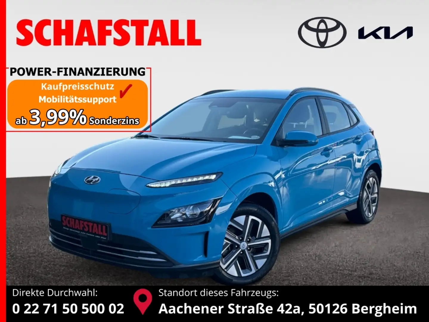 Hyundai KONA EV Select Carplay Tempomat Kamera Sitzheizung Blauw - 1