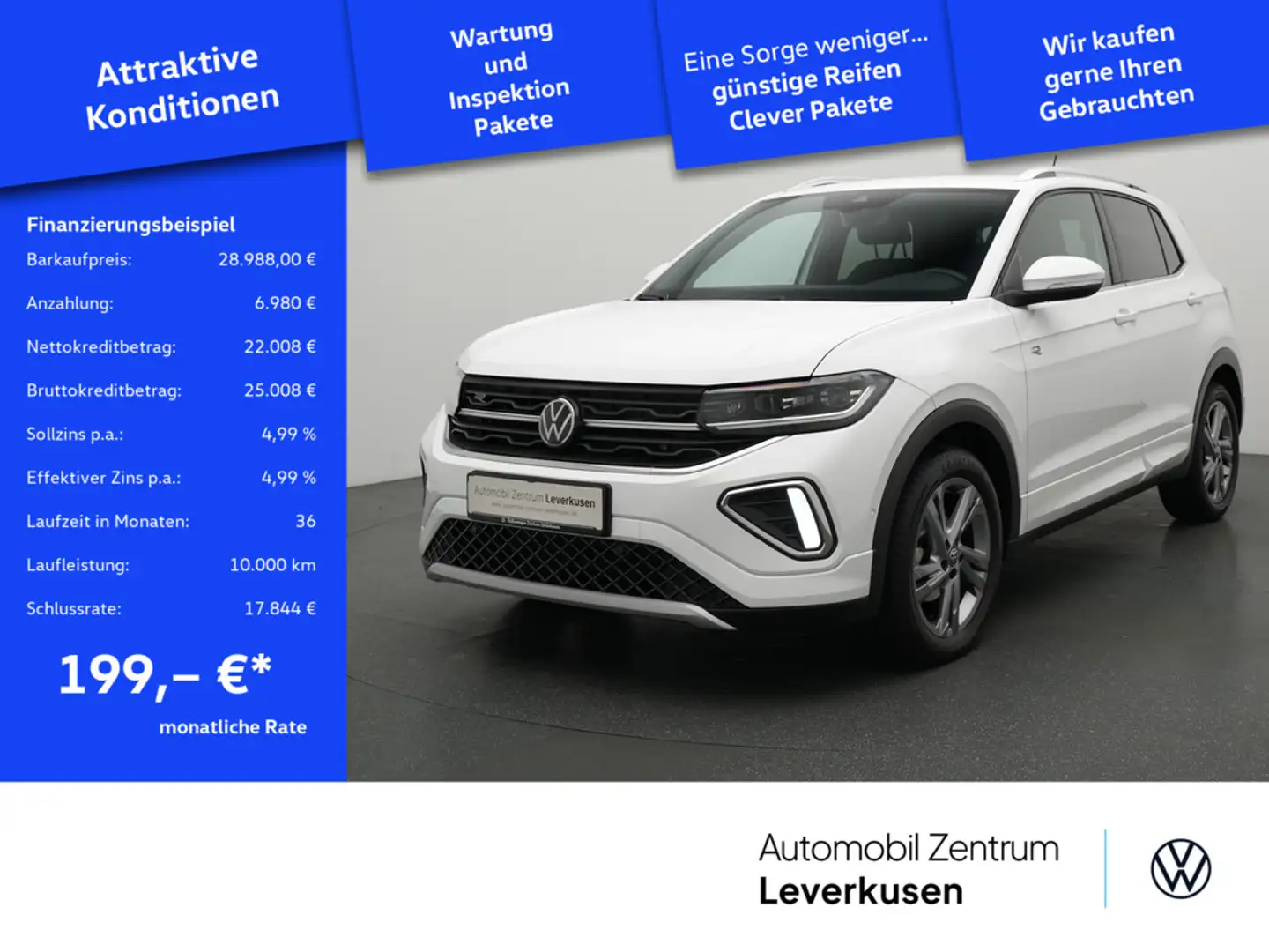 Volkswagen T-Cross R-Line DSG ACC AHK NAVI KAM PDC Weiß - 1