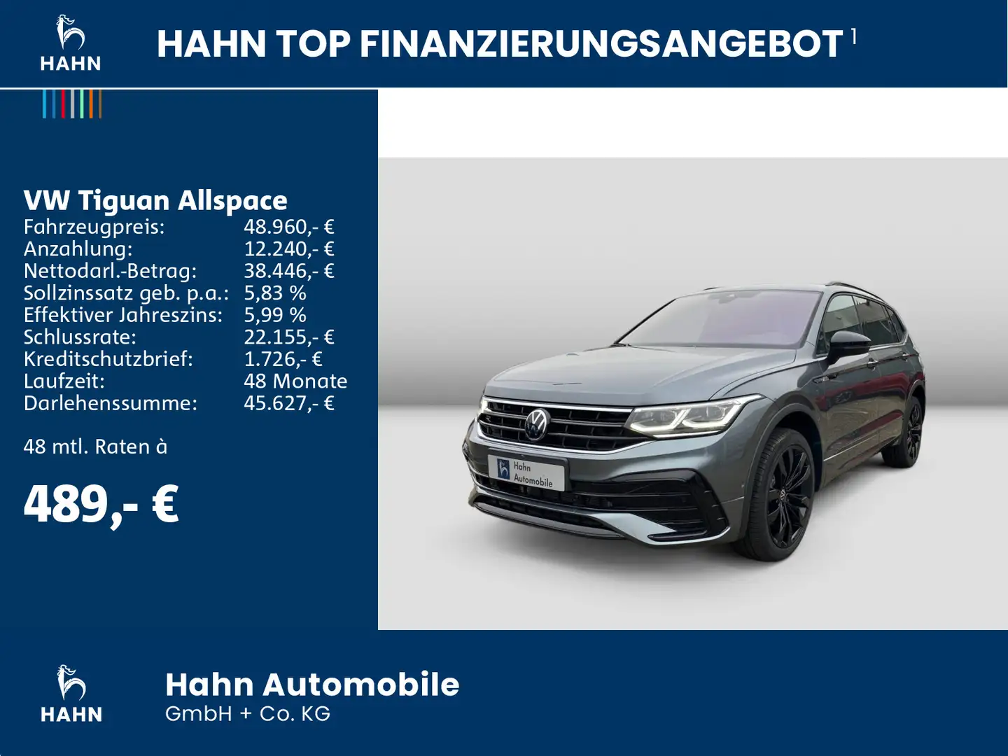 Volkswagen Tiguan Allspace R-Line 2,0TSI DSG 4MO 245 PS AHK Grau - 2