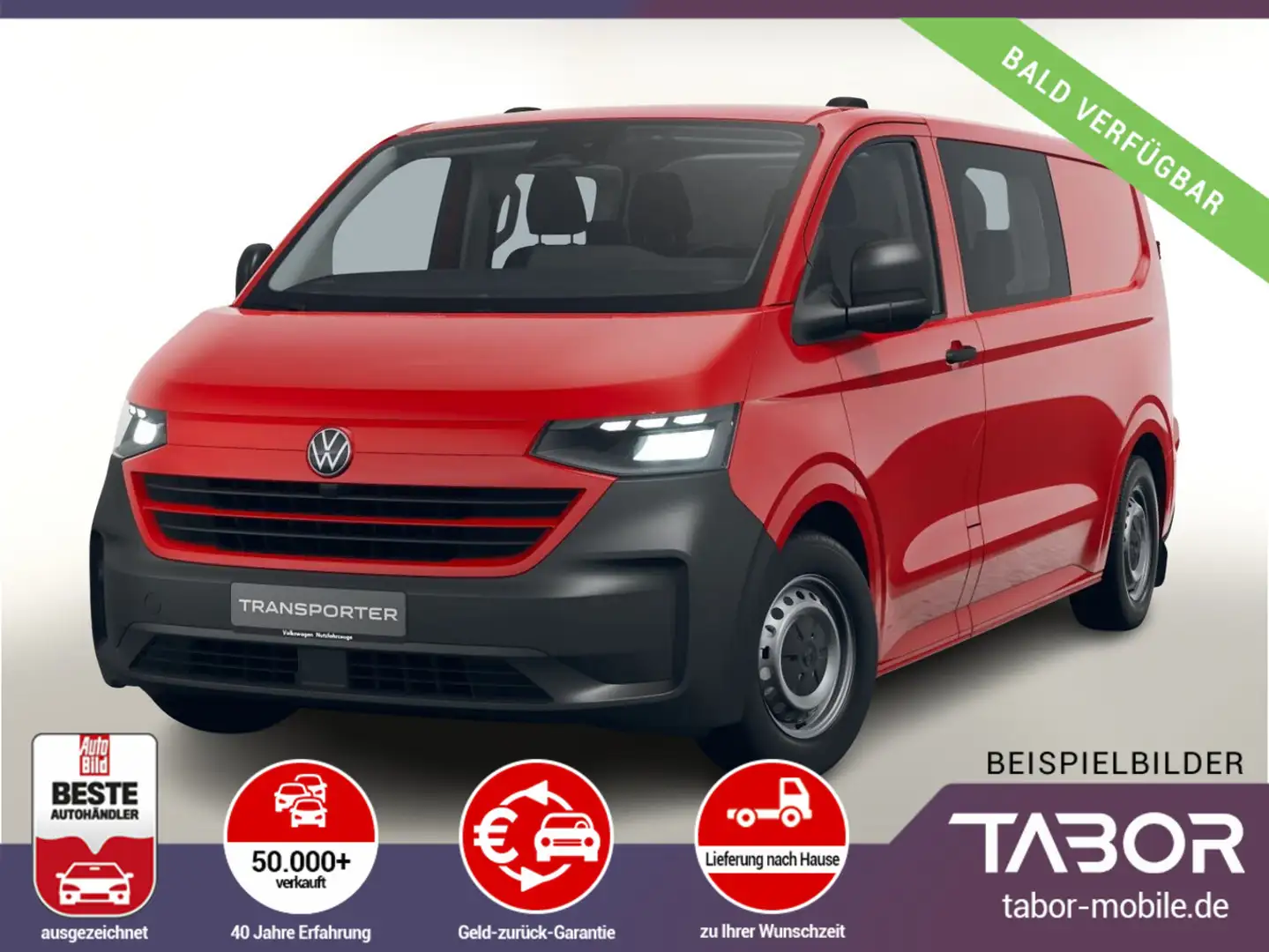 Volkswagen T7 Kastenwagen TDI 150 L2 Klima AHK SHZ 6-S Roşu - 1