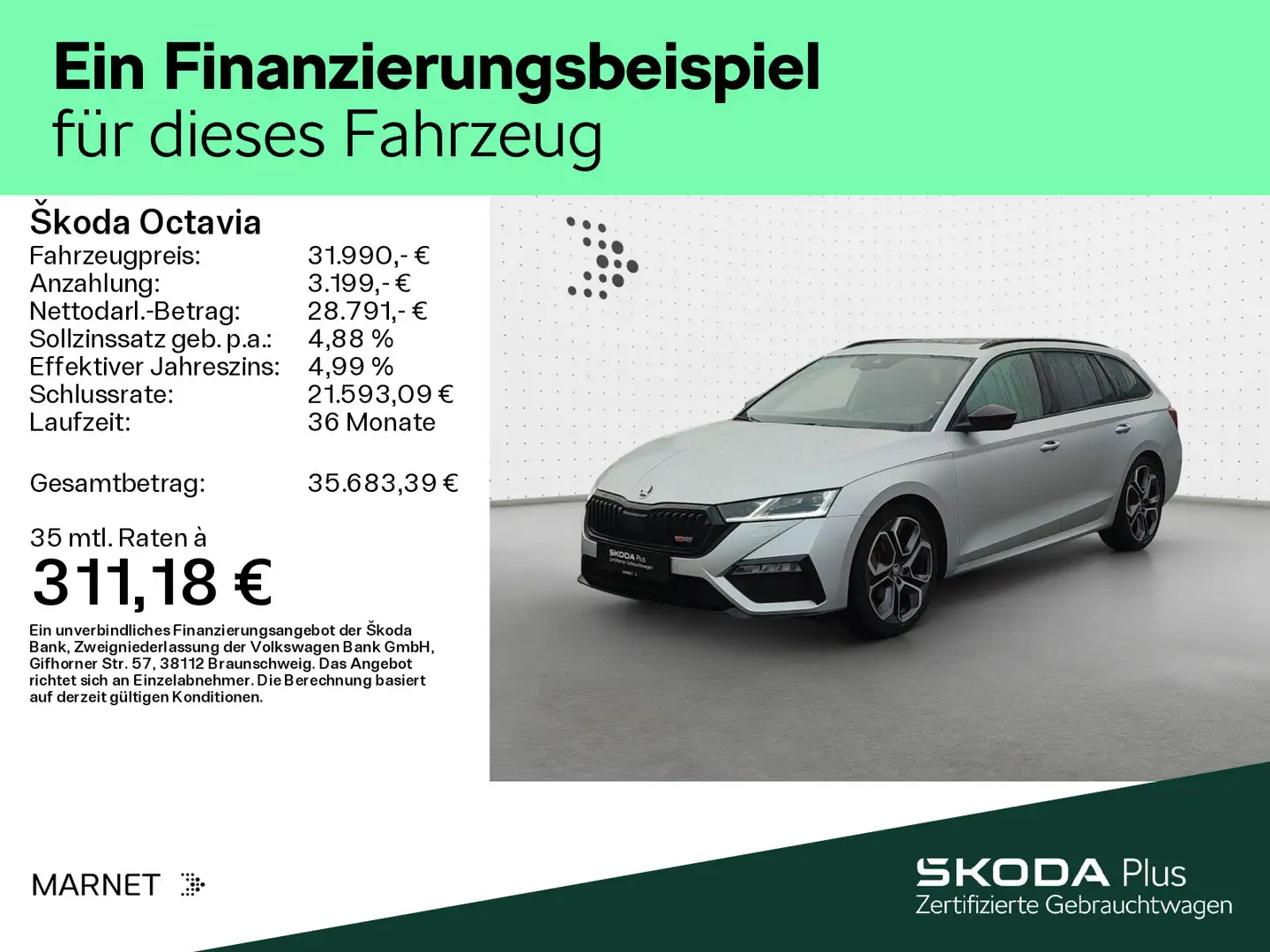 Skoda Octavia Combi 2.0 TDI DSG RS Plus 4x4 Navi*AHK*P Silber - 2