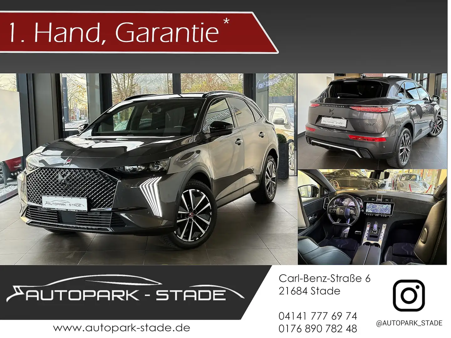 DS Automobiles DS 7 Crossback PerformanceLine+ 1.5 BlueHDI Mem Kam LED Ass Grau - 1
