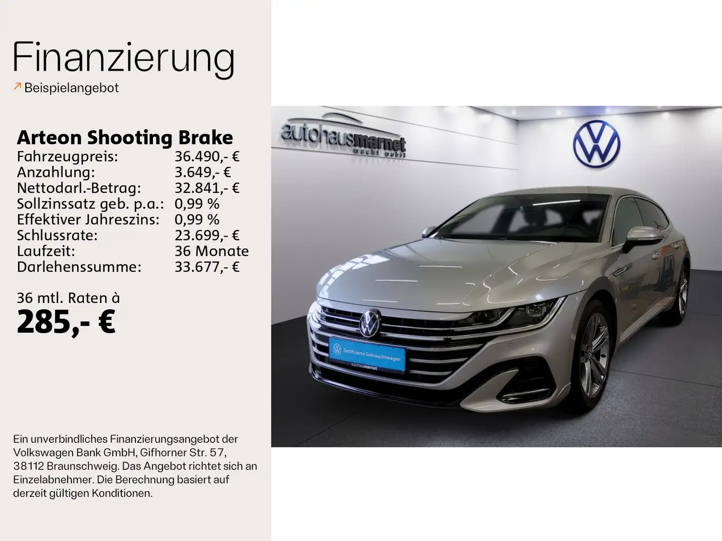 Volkswagen Arteon 2.0 TDI DSG R-Line*AHK* Silber - 2
