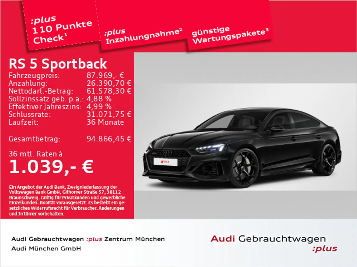 Audi RS5 RS5 Sportback performance Pano/B&O/HuD/Kameras Schwarz - 1