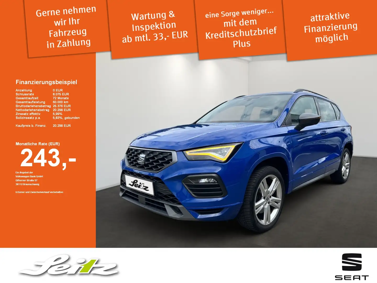 SEAT Ateca 2.0 TDI FR *BEATS*LED*KAMERA*NAVI* Bleu - 1