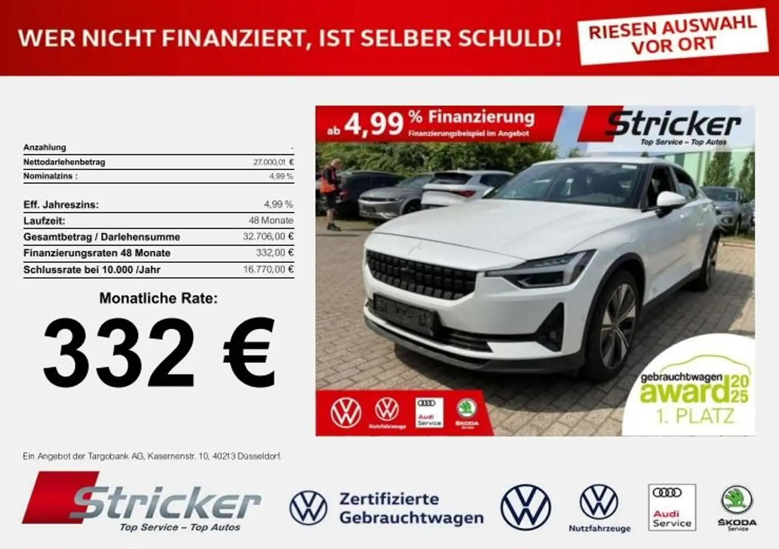 Polestar 2 Long Range Single Motor 332,-ohne Anzahlung Pilot Blanc - 2