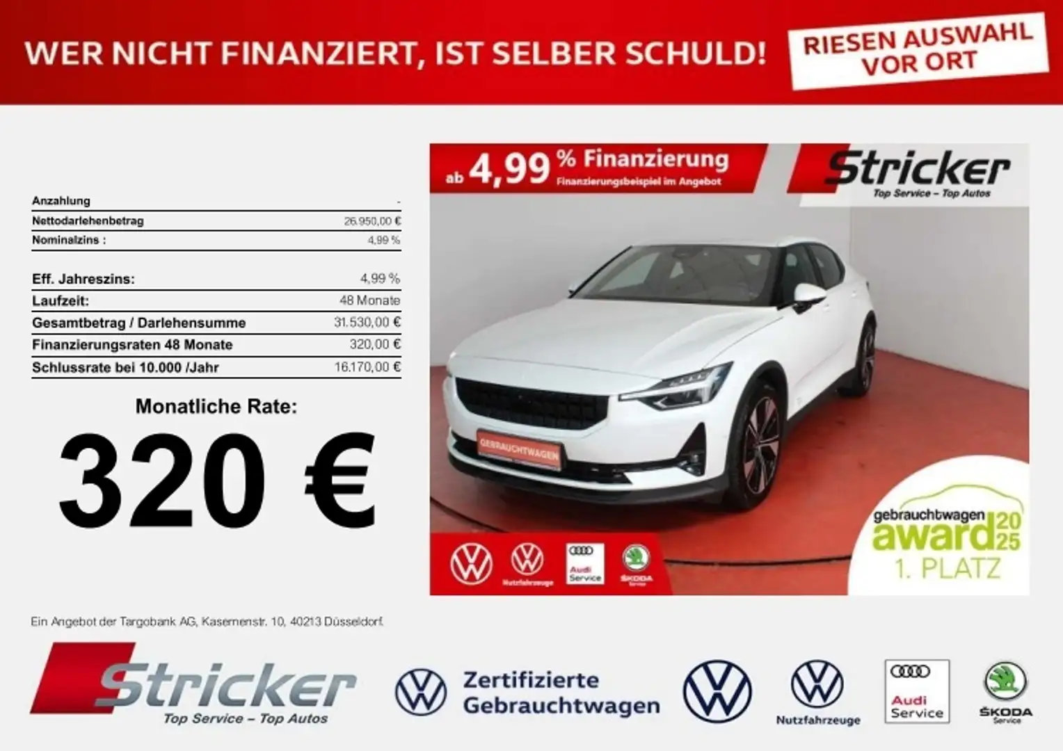 Polestar 2 Long Range Single Motor 320,-ohne Anzahlung Pilot Weiß - 1