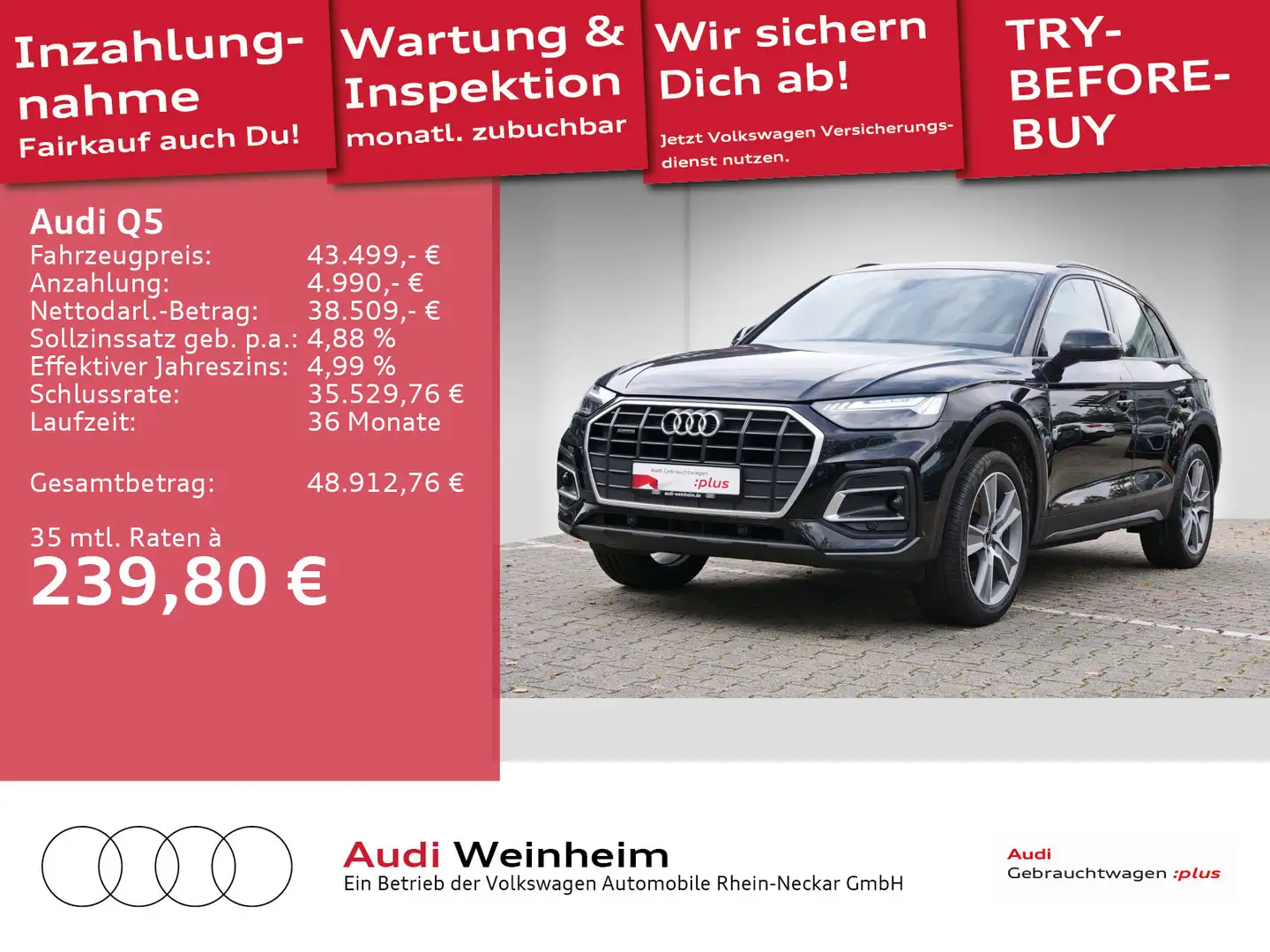 Audi Q5 TDI S-Line innen S-Sitze Matrix-LED uvm Schwarz - 1