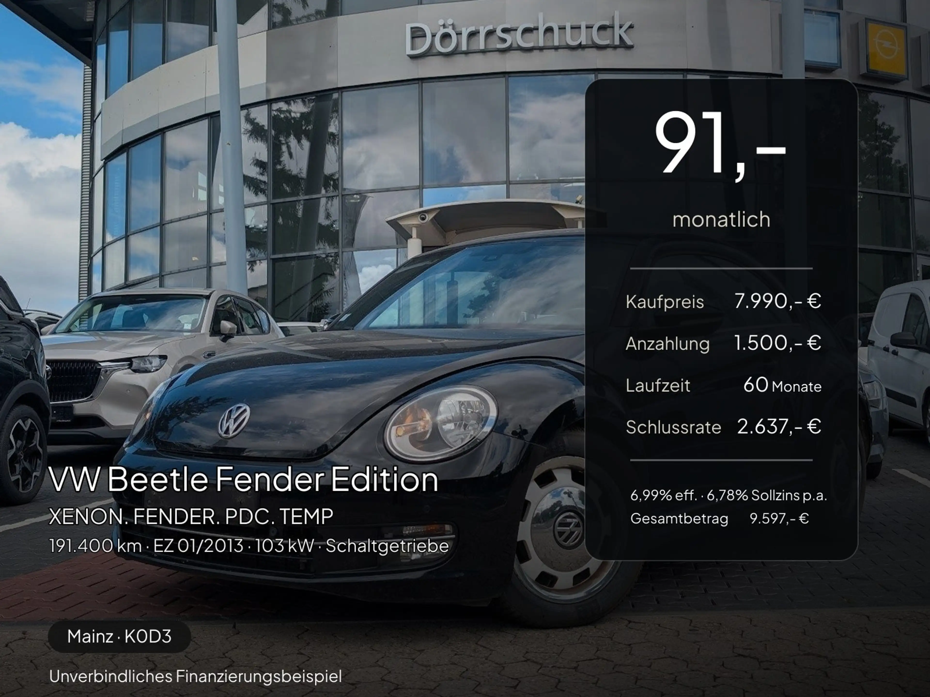 Volkswagen Beetle Beetle Fender Edition XENON. FENDER. PDC. TEMP — photo 2