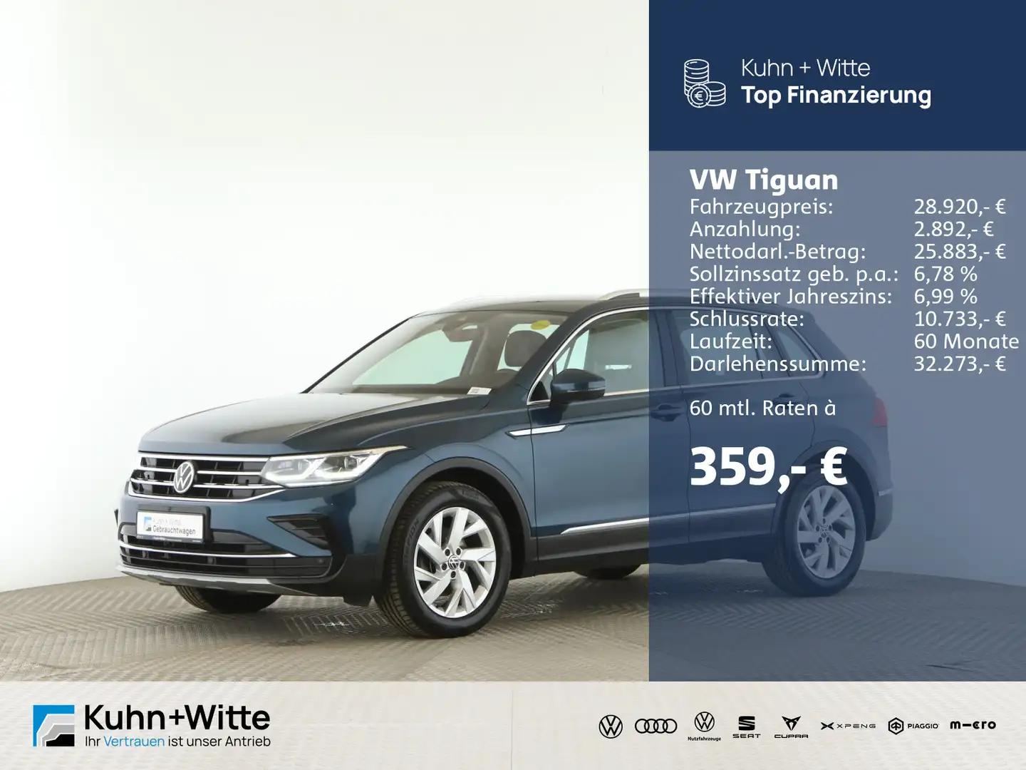 Volkswagen Tiguan 2.0 TDI Elegance *AHK*ACC*H-K*Matrix*PDC* Bleu - 1