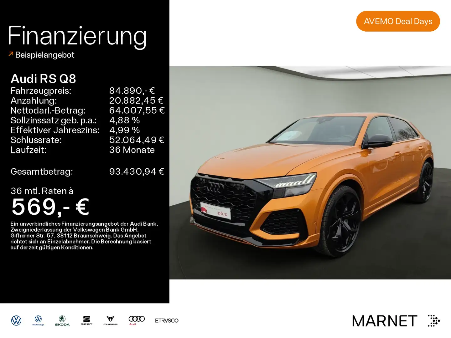 Audi RS Q8 4.0 TFSI quattro*Matrix*B&O*HeadUp*Standhe Arancione - 1