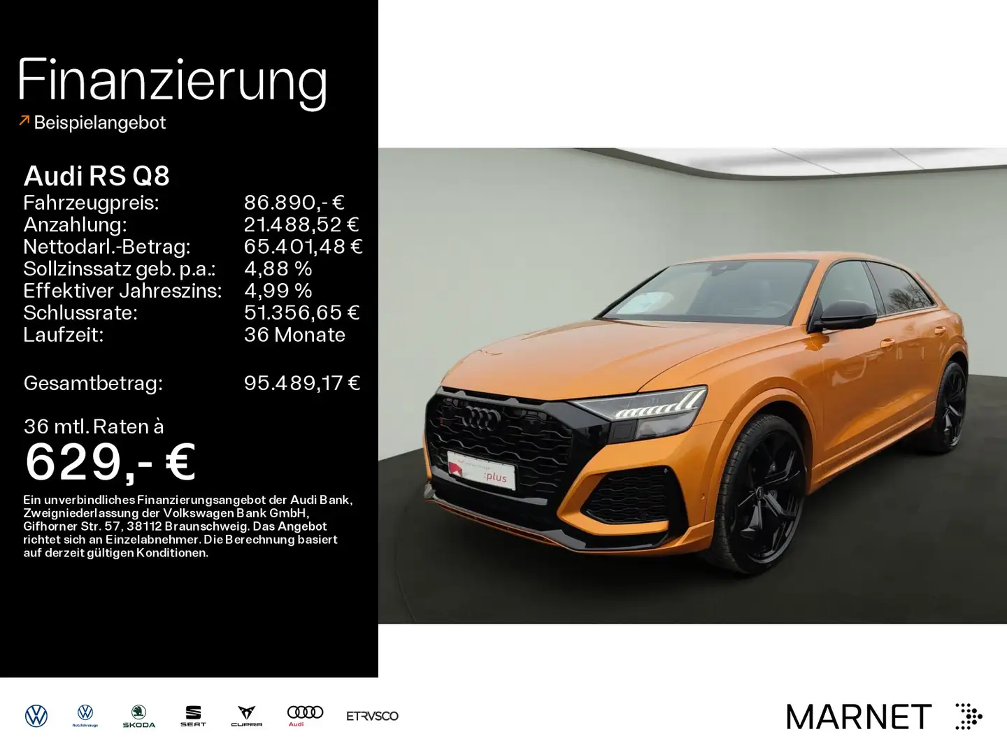 Audi RS Q8 4.0 TFSI quattro*Matrix*B&O*HeadUp*Standhe Orange - 1