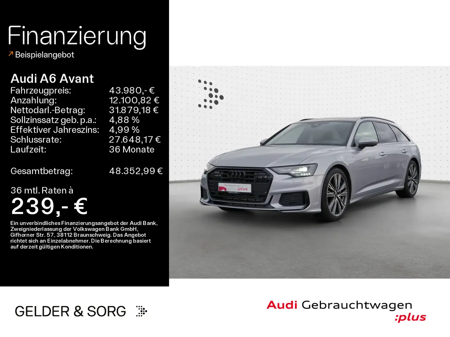 Audi A6 55 TFSI qu.S line *RFK*HuD*Pano*Virtual Silber - 1