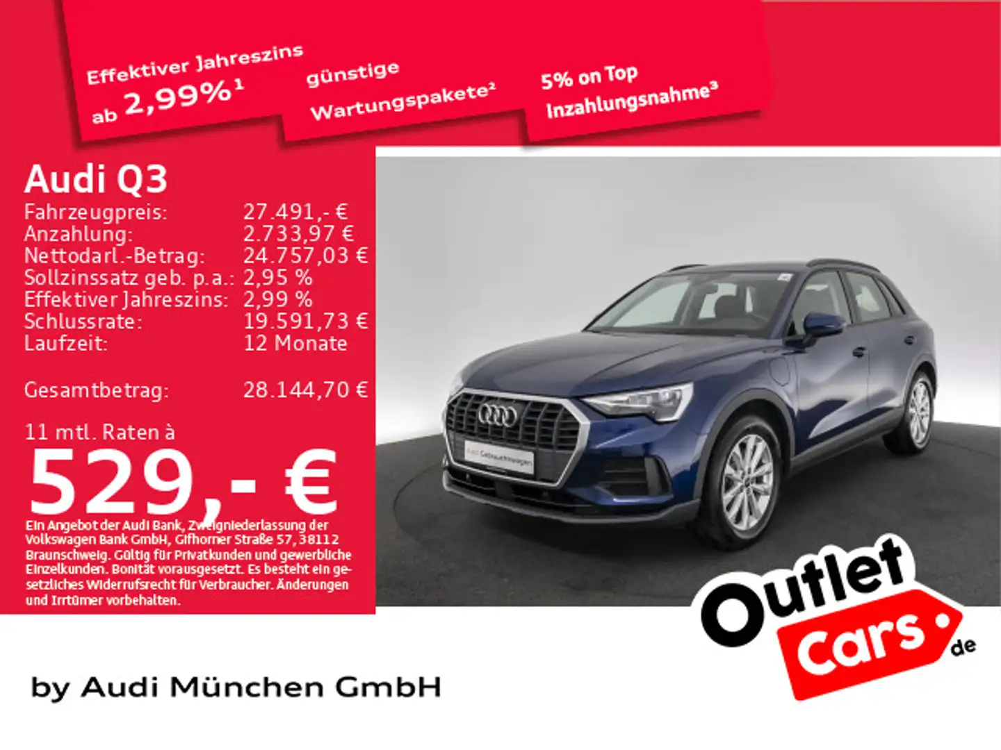 Audi Q3 45 TFSI e AHK/ACC/Virtual Blau - 1