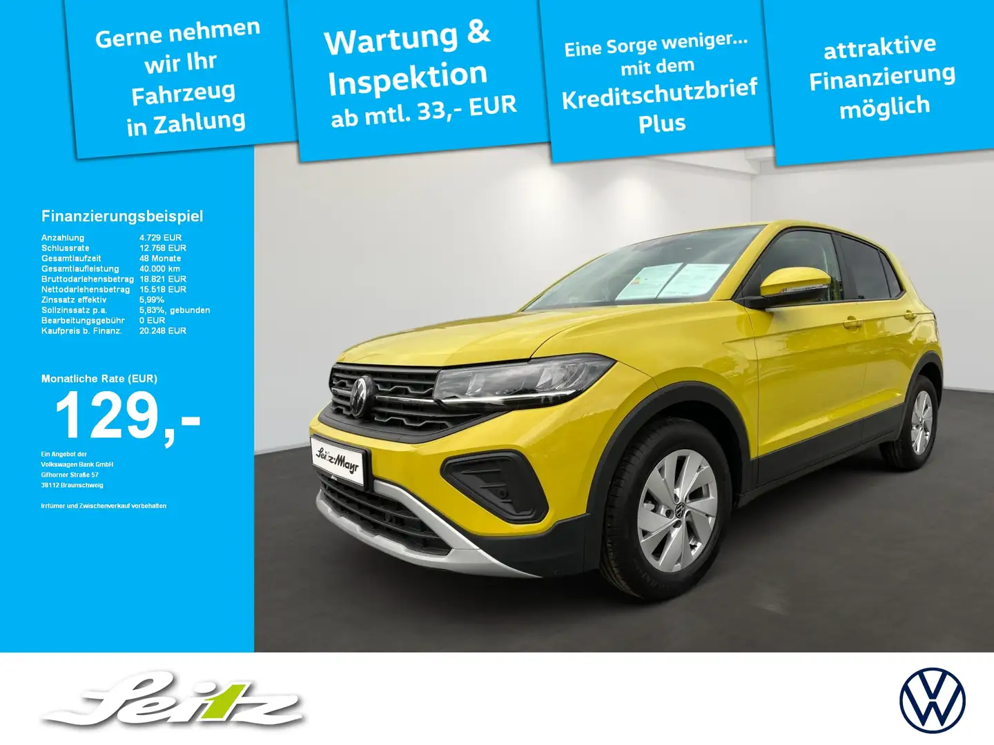 Volkswagen T-Cross 1.0 TSI *APPCON*PDC*LED*SITZH* Geel - 1