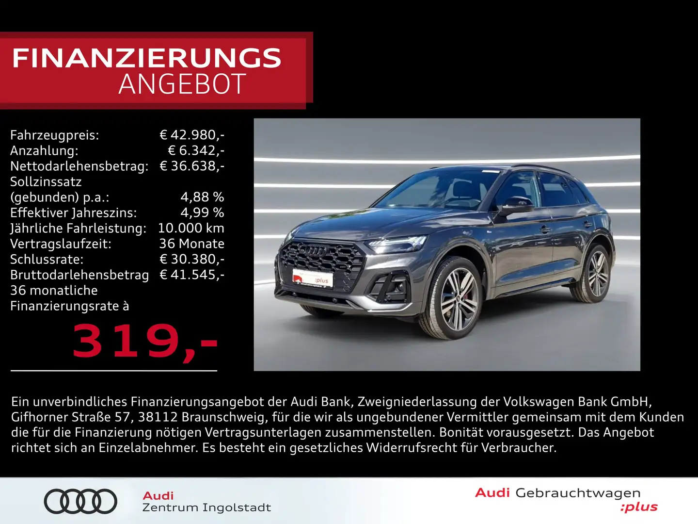 Audi Q5 50 TDI 2x S line MATRIX AHK ACC NAVI HuD 20" Grau - 1