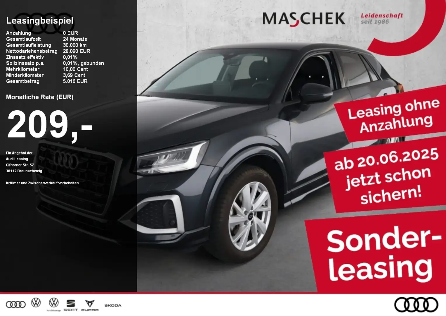 Audi Q2 Advanced 35 TFSI AHK LED VC GRA PDC DAB Sitzh Grijs - 1
