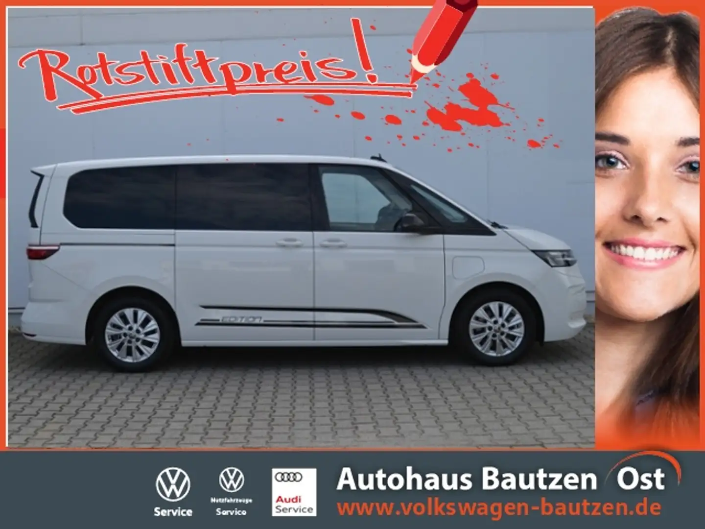 Volkswagen T7 Multivan 1.4 TSI DSG eHybrid lang EDITION/AHK/STAND-HZ/VIS Weiß - 1