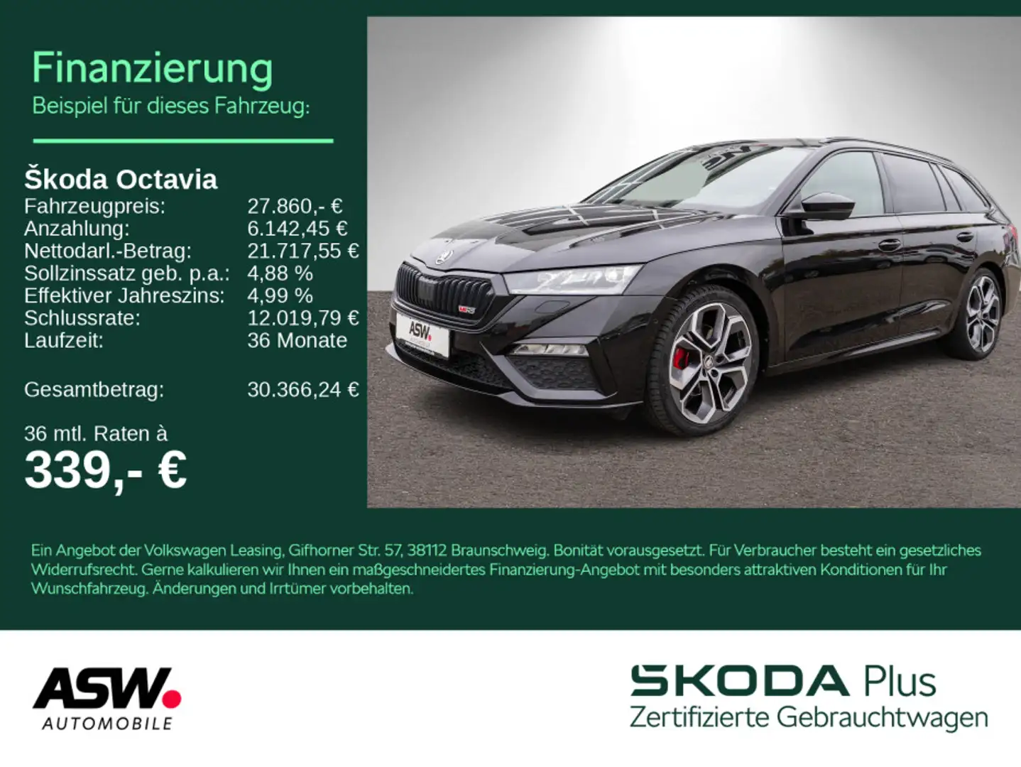 Skoda Octavia RS Combi 2.0 TDI DSG LED Navi HUD Stdhzg Noir - 1