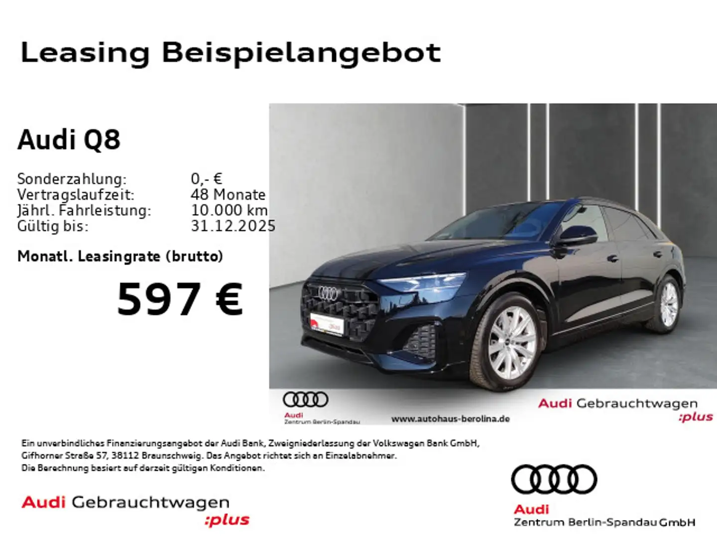 Audi Q8 45 TDI qu. tipt. *MATRIX*AHK*LUFT*360°*HuD* Schwarz - 1