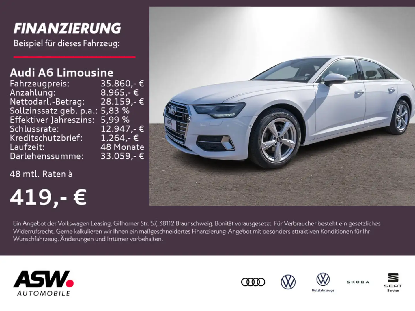 Audi A6 sport 40 TDI S tronic LED NAVI SHZ Wit - 1