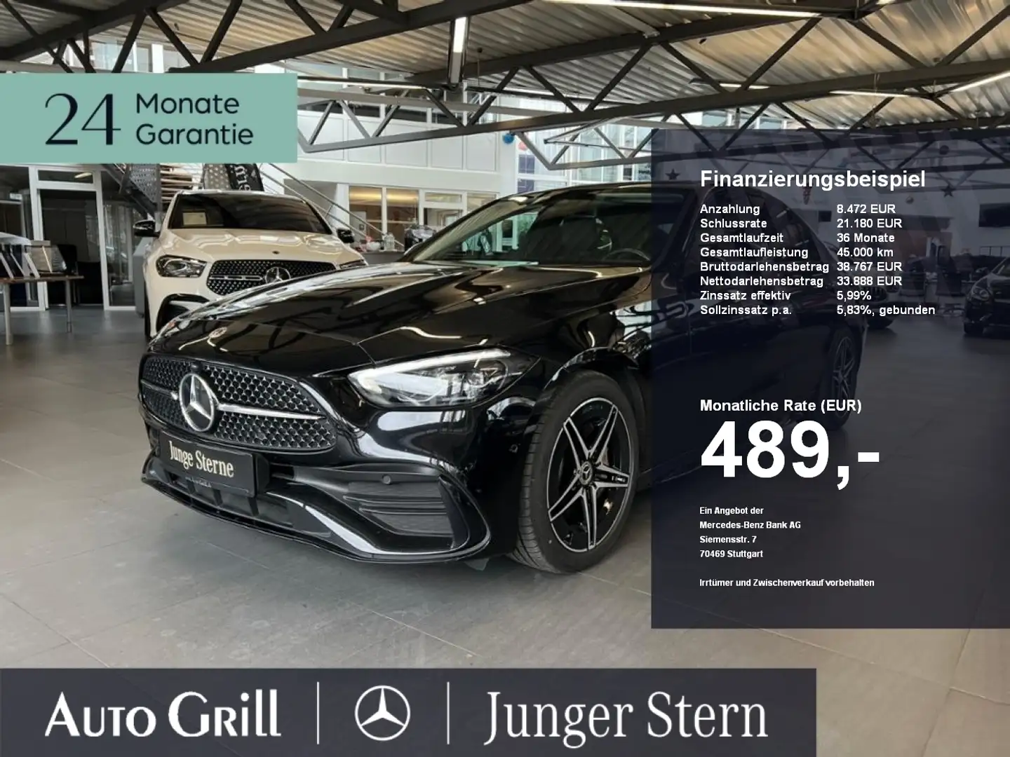 Mercedes-Benz C 220 d AMG Night Schiebe AHK Kamera Distronic Noir - 1