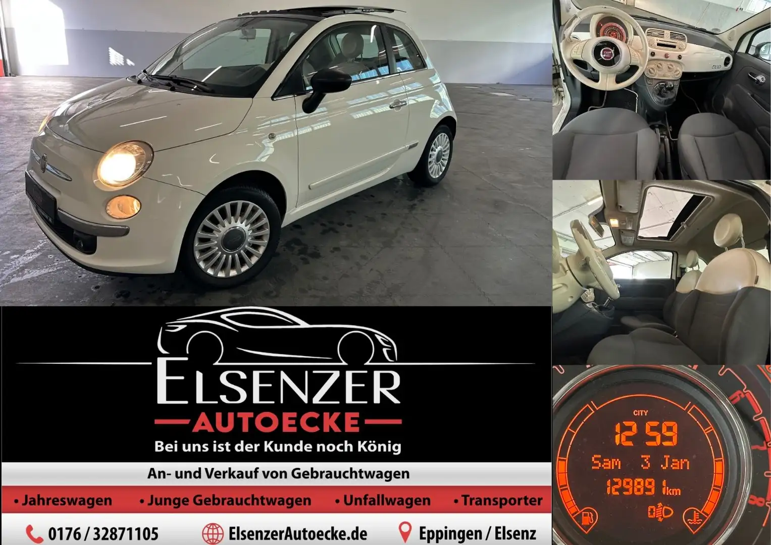 Fiat 500 Pop BLUE&ME Interscope panorama Weiß - 1